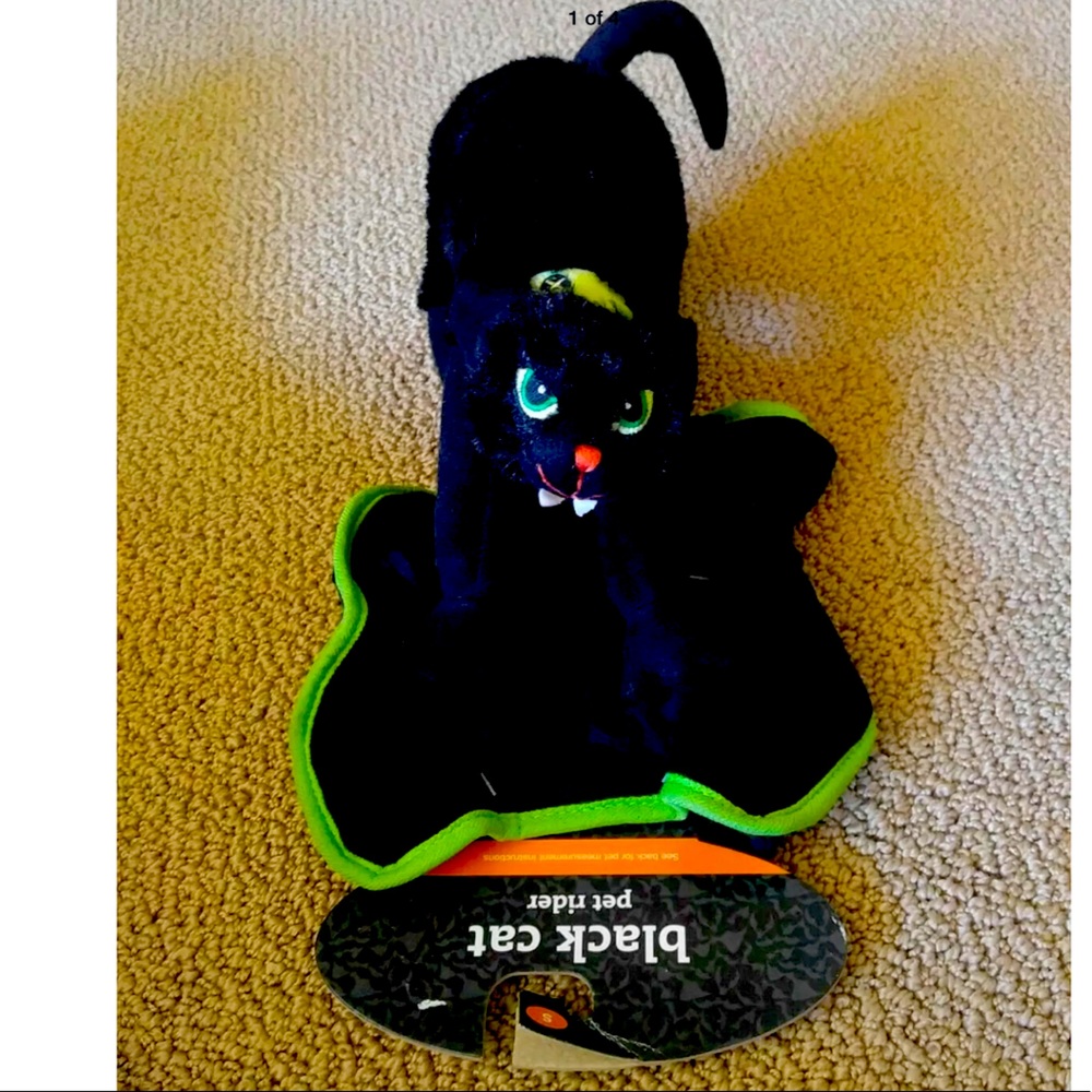 Black cat pet rider dog costune NEW